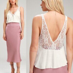 NWT Free People All In My Head Cami Ivory White Lace Tank Top Size XS New Boho